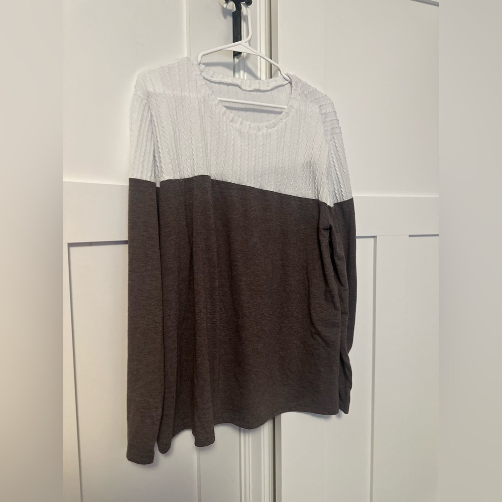 SHEIN White and Gray Long Sleeve Top